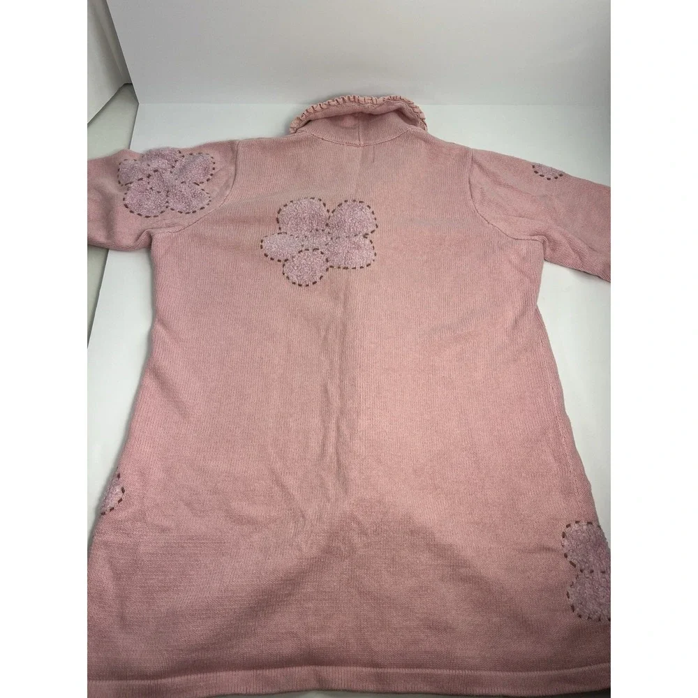 Vintage Storybook Knits Pink Size 1X Cardigan Sweater Floral Flowers Tunic Long